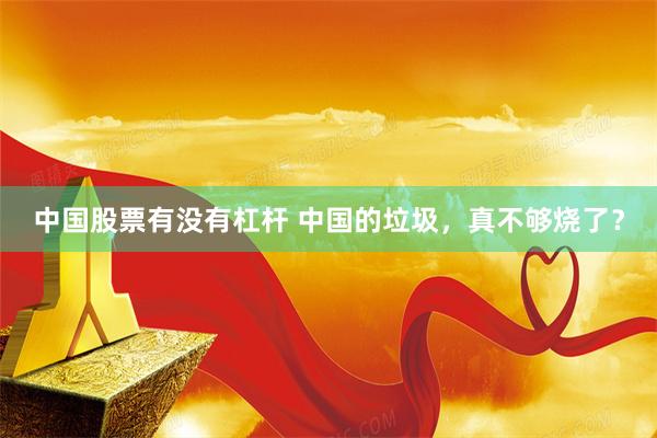 中国股票有没有杠杆 中国的垃圾，真不够烧了？