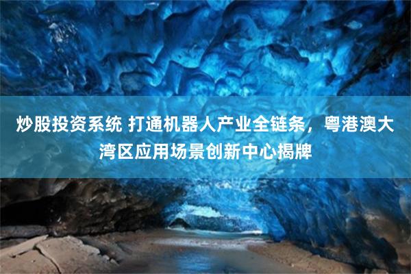 炒股投资系统 打通机器人产业全链条，粤港澳大湾区应用场景创新中心揭牌