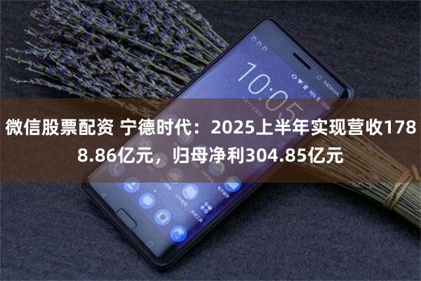 微信股票配资 宁德时代：2025上半年实现营收1788.86亿元，归母净利304.85亿元