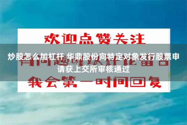 炒股怎么加杠杆 华鼎股份向特定对象发行股票申请获上交所审核通过