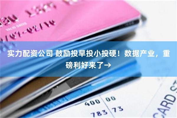 实力配资公司 鼓励投早投小投硬！数据产业，重磅利好来了→