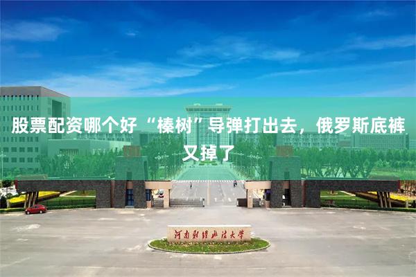 股票配资哪个好 “榛树”导弹打出去，俄罗斯底裤又掉了