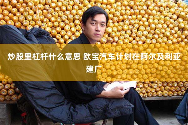 炒股里杠杆什么意思 欧宝汽车计划在阿尔及利亚建厂
